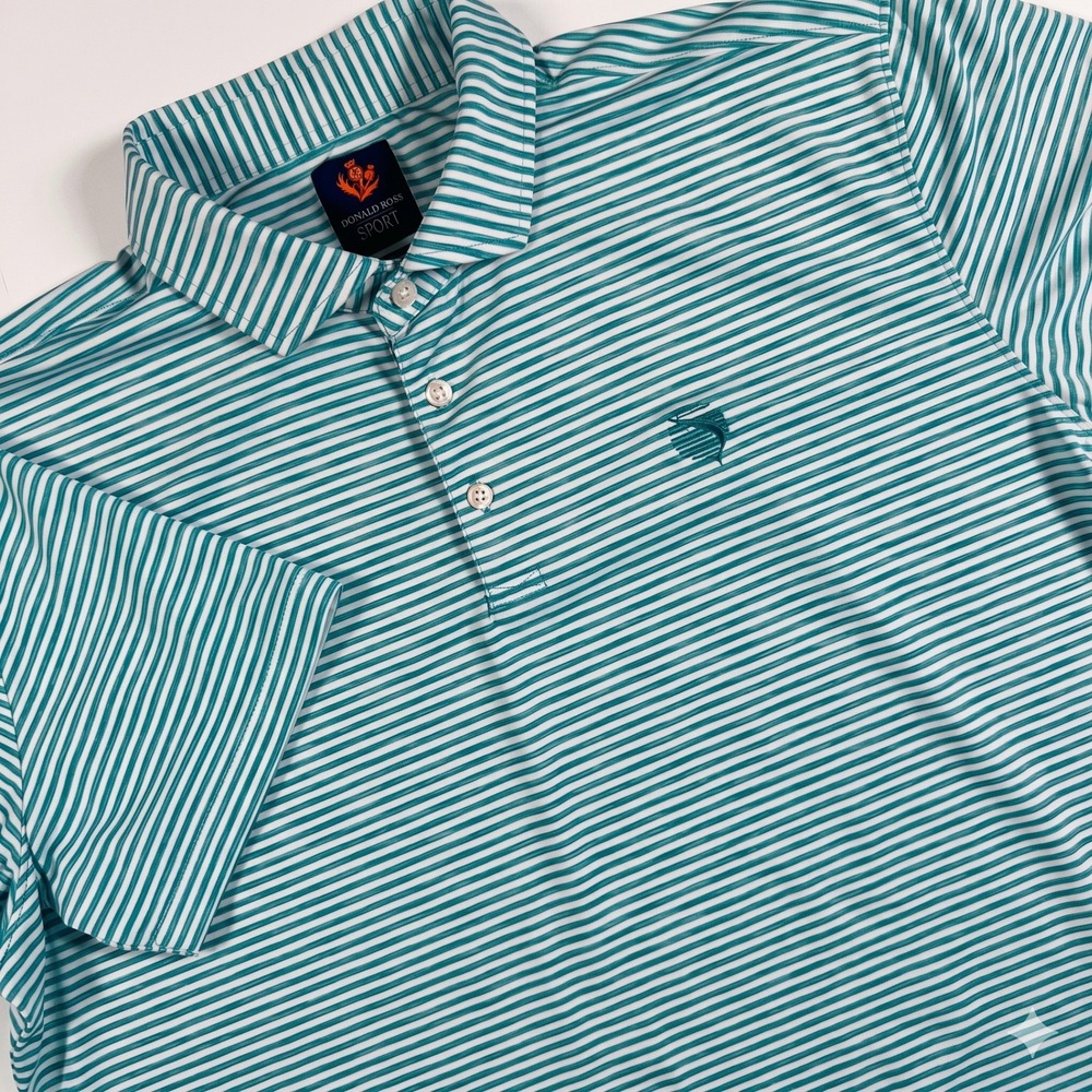 Donald Ross Sport Polo Shirt Mens XL Performance Golf Striped Polyester Spandex